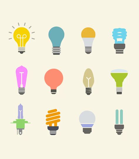 12 Light Bulb Icons AI, PSD Lightbulb Illustration, Bulb Illustration, Light Bulb Illustration, Light Bulb Logo, Ios Widgets, Art Symbols, Light Bulb Vector, Midcentury Art, Light Bulb Icon