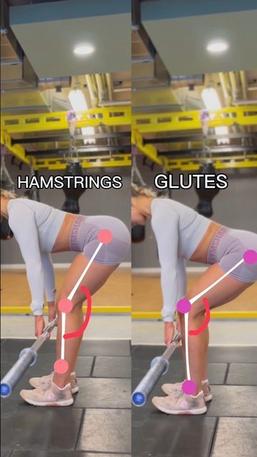 Jazz | Online Fitness Coach on Instagram: "How to make your hinge more hamstrings or more glutes! More hamstrings: 🍗 Keep the legs straighter with the knees soft but not allowing them to bent - this is called an SLDL (stiff/straight legged deadlift) More glutes: 🍑 Start with soft knees and allow them to bend as the bar passes the knees to fully sit the hips back - this is an RDL where our aim is maximum hip flexion Got any questions about your hip hinges?Just drop them below! If you want to Rdl With Bar, Bigger Thigh Workout, Lower Workout, Straight Leg Deadlift, Glute Workout Gym, Stiff Leg Deadlift, Gym Plan, Online Fitness Coaching, Summer Body Workouts