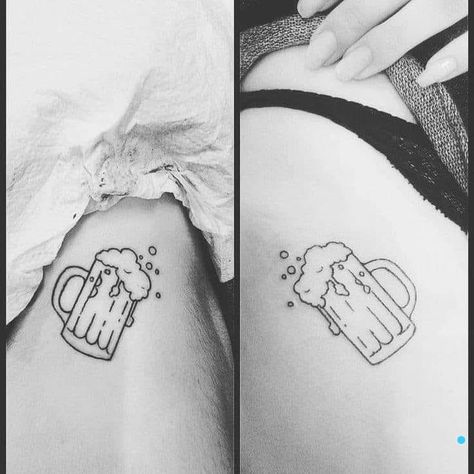 Niece Tattoo, Bro Tattoos, Beer Tattoo, Beer Tattoos, Delicate Tattoos For Women, Friends Tattoo, Small Matching Tattoos, P Tattoo, Food Tattoos