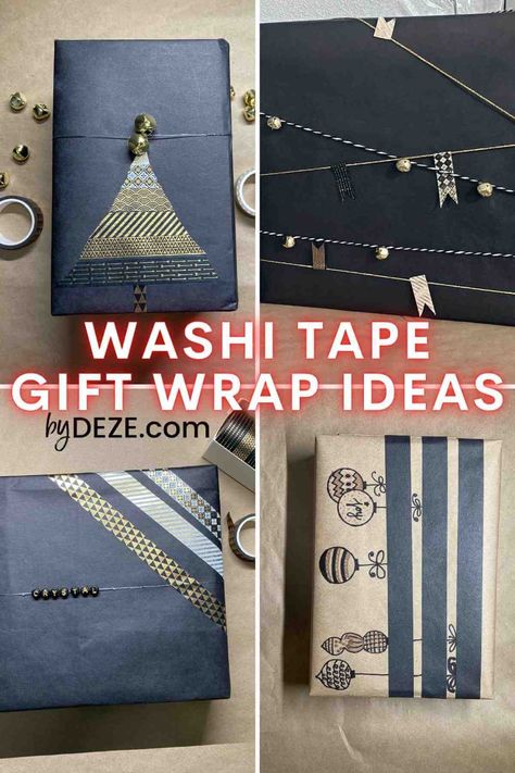 4 Simple & Unique Washi Tape Gift Wrap Ideas - byDeze Open When Letters Rules, Letters For Boyfriend, Open When Letters Topics, Open When Letters For Boyfriend, Washi Tape Gift Wrap, Bow Making Tutorials, Brown Paper Wrapping, Gift Wrap Ideas, Open When Letters