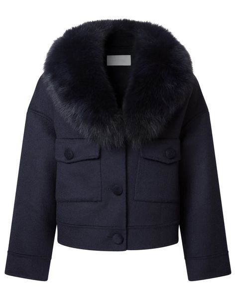 London Cashmere Jacket Navy – L.Cuppini Coat For Fall, Skandinavian Fashion, Navy Blue Jacket, Cashmere Jacket, Stockholm Fashion, The London, Blue Jacket, Fur Collar, Fox Fur