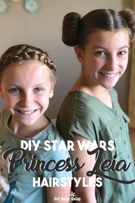 DIY Star Wars Princess Leia Hairstyles Tutorial || Get Away Today #starwars #princessleiahairstyles #princessleia #hairtutorials May The 4th Hairstyles, Easy Princess Leia Hair, Princess Leia Hair Diy, Star Wars Hairstyles Easy, Princess Leia Hairstyles, Leia Hairstyles, Starwars Hairstyles, Princess Leia Hair Tutorial, Star Wars Hairstyles