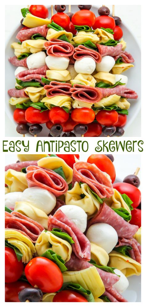 Antipasto Skewer, Easy Antipasto, Summer Appetizers, Antipasto Skewers, Skewer Appetizers, Fingerfood Party, Italian Appetizers, Italian Salad, Party Trays