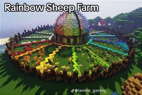 Minecraft Dye Farm, Beehive Farm Minecraft, Minecraft Farming Ideas Layout, Blue Minecraft Palette, Minecraft Farm Animal Pens, Flat World Minecraft Builds, Minecraft Sheep Build, Rainbow Sheep Farm Minecraft, Minecraft Castle Layout Floor Plans