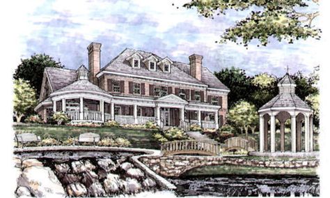 Plan #141-318 - Houseplans.com Colonial Style House Plans, Mediterranean Mansion, Colonial Mansion, Southern Style House Plans, Colonial House Plans, European Style House, Tudor House, Traditional House Plans, Craftsman House Plans