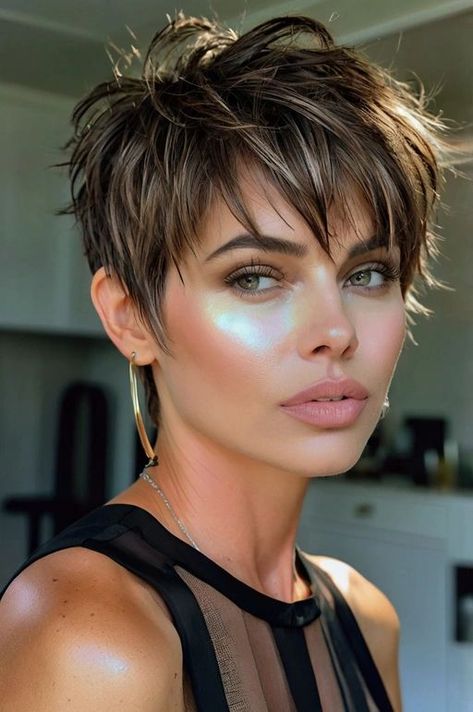 Messy textured pixie cut with choppy layers for a playful and edgy look. Elegant Short Hair, Messy Pixie Haircut, Textured Pixie, Hairstyles For Straight Hair, Pixie Haircut Ideas, Short Spiked Hair, Chic Short Haircuts, Pixie Cut Styles, Textured Pixie Cut