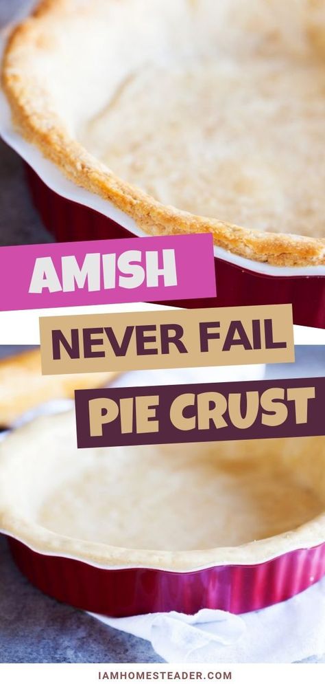 Addicting and easy to handle, this pie crust recipe will be your go-to dessert. This no-fail pie crust with butter is flaky and perfect for anything from apple pies to pot pies. Hot or cold pies you'll always get a great texture for this homemade pie crust. Make this very easy pie crust today! Amish Pie Crust, Amish Pie Crust Recipe, Never Fail Pie Crust, Amish Pie, Pie Crust With Butter, Best Amish Recipes, No Fail Pie Crust, Homesteading Recipes, Flaky Pie Crust Recipe