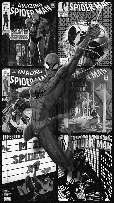 Marvel Comics Wallpaper Black And White, Spider Man Poster Black And White, Black And White Spiderman Aesthetic, Spider Man Wallpaper Black And White, Spiderman Poster Black And White, Black Spiderman Wallpaper Iphone, Spiderman Wallpaper Black And White, Black And White Spiderman Wallpaper, Spider Man Black Wallpaper