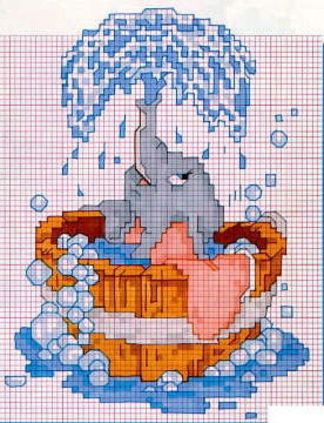 Dumbo cross stitch Elephant Cross Stitch, Disney Cross Stitch Patterns, Crochet Disney, Cross Stitch For Kids, Stitch Cartoon, Disney Cross Stitch, Baby Cross, Beaded Cross Stitch, Cross Stitch Baby