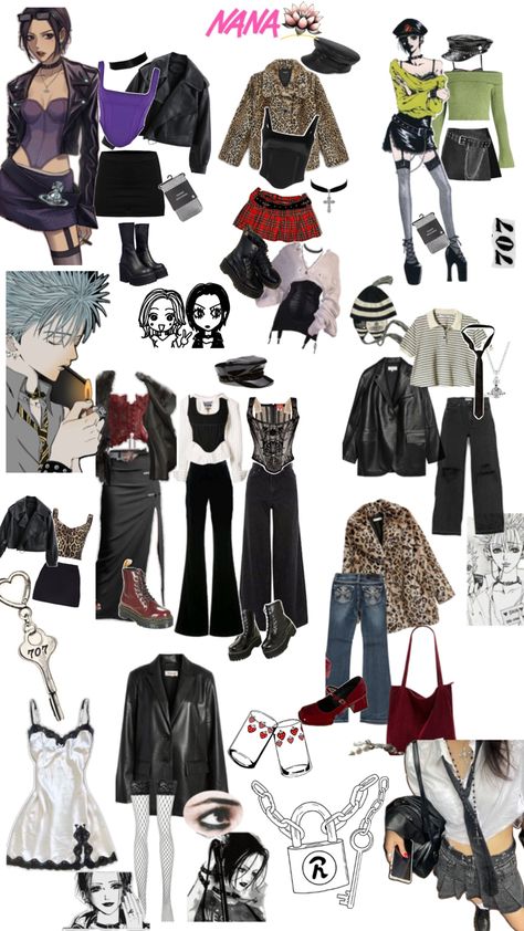 Nana Anime Aesthetic Outfit, Nana Winter Outfit, Nana Manga Outfit, Nana Osaki Outfit Anime, Osaki Nana Outfit, Nana Style Outfits, Nana Fashion Aesthetic, Nana Osaki Inspired Outfits, Nana Boots