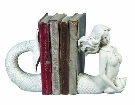 Amazon.com - Creative Co-Op Cream Resin Mermaid Bookends - Decorative Bookends Mermaid Books, Decorative Bookends, White Mermaid, Creative Co Op, Coastal Chic, A Mermaid, Book Shelf, Sirens, Nautical Theme