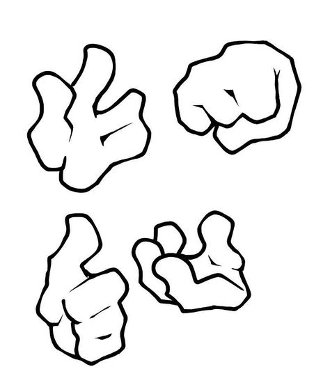 Rock Hand Sign Drawing Reference, How To Draw Chunky Shoes, Fist Reference Drawing, Cartoon Hand Reference, How To Draw Fnf Art Style, How To Draw Fnf Style, Friday Night Funkin Art Style, Finger Pointing At You, Cartoony Artstyle Reference Sketch