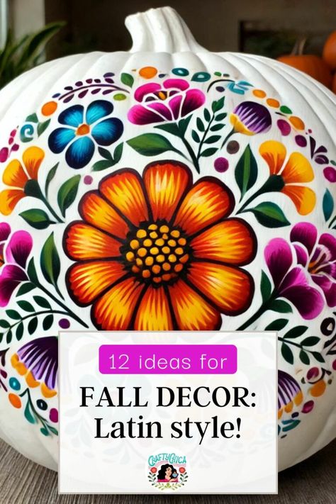 Mexican Pumpkin Decorating Ideas, Diy Mexican Decor, Clear Plastic Plates, Foam Pumpkins, Heritage Crafts, Fall Decor Ideas, Diy Ceramic, Painted Gourds, Mexican Decor