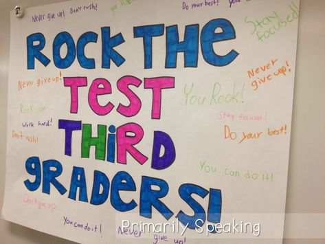 Rock the Test! | Primarily Speaking State Testing Encouragement Signs, Testing Encouragement Posters, Testing Motivational Posters, Testing Quotes, State Testing Motivation, Testing Treats For Students, Rockstar Dress, Elementary Counselor, Staar Test Motivation