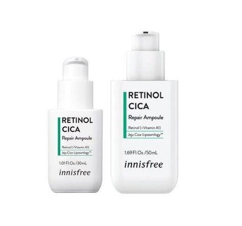 [innisfree] Retinol Cica Repair Ampoule 30ml / 50ml K-Beauty [innisfree] Retinol Cica Repair Ampoule 30ml / 50ml K-Beauty [Description] FEATURES -Continued use of this ampoule will significantly reduce sebum, blackheads and whiteheads, pore size, and skin blemishes. -It cuts the cycle of skin blemishes to create a smoother and clearer skin tone and texture. Featured ingredients -Retinol: Helps visibly improve rough skin texture, and wrinkles and elasticity/firmness -Jeju Cica Liposomlogy™ : Cush Innisfree Retinol Cica, Innisfree Retinol, Retinol Cica, Innisfree Skincare, Blackheads And Whiteheads, Skin Blemishes, Clearer Skin, Rough Skin, Teeth Care