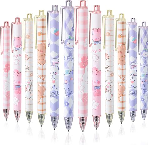 Amazon.com: 12 Pcs Kawaii Gel Ink Pen 0.5 mm Black Ink Kawaii Pens Retractable Fine Ballpoint Pen Stylish School Pens for Boys Office Girls Stationery Supplies Gifts (Blossomy) : Office Products Notes Taking, Cute Stationary School Supplies, School Pens, Kawaii School Supplies, Pen Set Gift, Kawaii Pens, Gel Ink Pens, Cute Stationary, Cute Pens