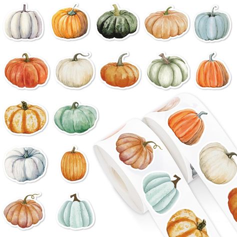 PRICES MAY VARY. WHAT YOU WILL GET: 2 roll of stickers in 16 designs are included in the package, each roll has 500pcs, 1000pcs in total, sufficient to meet your different needs. PUMPKIN THEME: Designed with assorted pumpkins in watercolor style, exquisite and rustic, suitable for many occasions. GOOD MATERIAL: Made of durable paper material, with adhesive baking, very easy to stick, and with clear printings, which will leave deep impressions to your friends and family members. PROPER SIZE: Our Fall Themed Stickers, Procreate App Tutorial, Bujo Themes, Thanksgiving Stickers, Fall Stickers, Autumn Watercolor, Thanksgiving Harvest, Chalkboard Ideas, Pumpkin Stickers