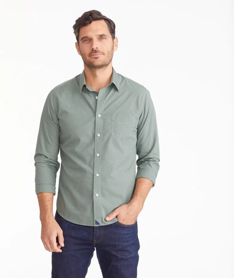 Wrinkle-Free Marcasin Shirt Green Gingham | UNTUCKit Black Flannel Shirt, Shirt Wrinkles, Green Gingham, Polo Long Sleeve, Dress Shirt Sleeves, Long Sleeve Flannel, Long Sleeve Plaid Shirt, Cotton Long Sleeve Shirt, Men's Button Down Shirt