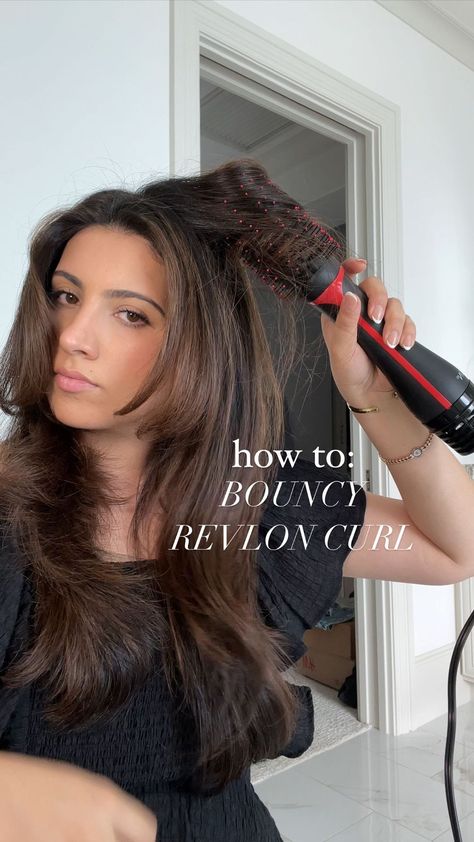 kiranjmeghani on Instagram: My favorite way to get a curl with the revlon brush! I make sure to do this on each section. Curl the bottom a few times, roll it up and… Revlon Brush, Revlon Hair Dryer Brush, Hot Curlers, Revlon Hair Dryer, Texas Hair, Curling Brush, Hair Dryer Brush, Voluminous Hair, Bouncy Curls