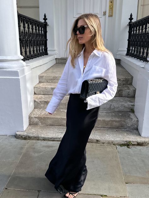 OVERSIZED TAILORED SHIRT curated on LTK Sunglasses Celine, Prada Skirt, Business Casual Outfits For Women, Tony Bianco, Minimal Outfit, Old Money Style, Satin Skirt, Tailored Shirts, Silk Skirt