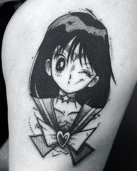 Sailor Mars Tattoo, Rei Sailor Moon, Sailor Moon Tattoo Ideas, Small Anime Tattoos, Mars Tattoo, Anime Sleeve, Crystal Tokyo, Saturn Tattoo, Powerpuff Girls Characters