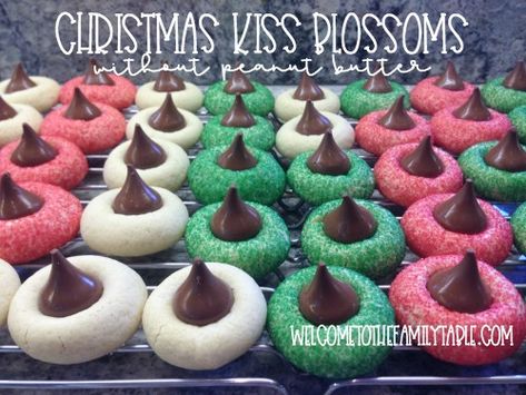 Peanut Butter Blossoms Without Peanut Butter, Blossom Cookies Without Peanut Butter, Christmas Baked Goods Gifts, Family Christmas Food, Baked Goods Gifts, Christmas Baked Goods, Christmas Cookie Tray, Peanut Butter Rice Krispie Treats, Breakfast Dessert Recipes