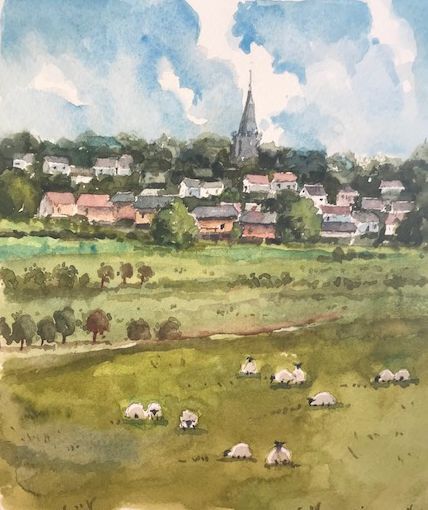 English Countryside Watercolor, English Countryside Painting, Trevor Chamberlain, Countryside Watercolor, Europe Painting, English Countryside Aesthetic, English Countryside Cottage, Workshop Painting, Landscape Painting Watercolor