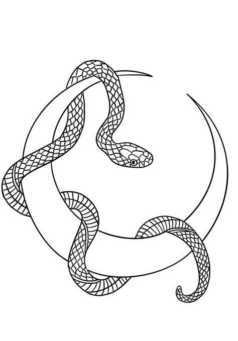 Moon And Snake, Tattoos Minimal, Tools Tattoo, Themed Tattoos, Beginner Tattoos, Snake Tattoo Design, Tattoo Style Drawings, Line Art Tattoos, Discreet Tattoos