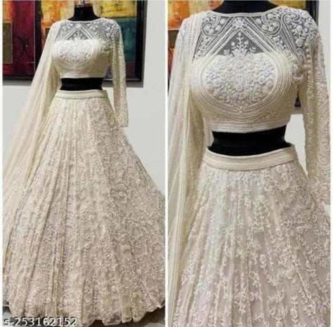 White Net Lehenga, Lehenga Ideas, Lehenga Choli Designer, Net Lehenga Choli, Indian Lehenga Choli, Floral Lehenga, Party Wear Lehenga Choli, Green Lehenga, Net Lehenga