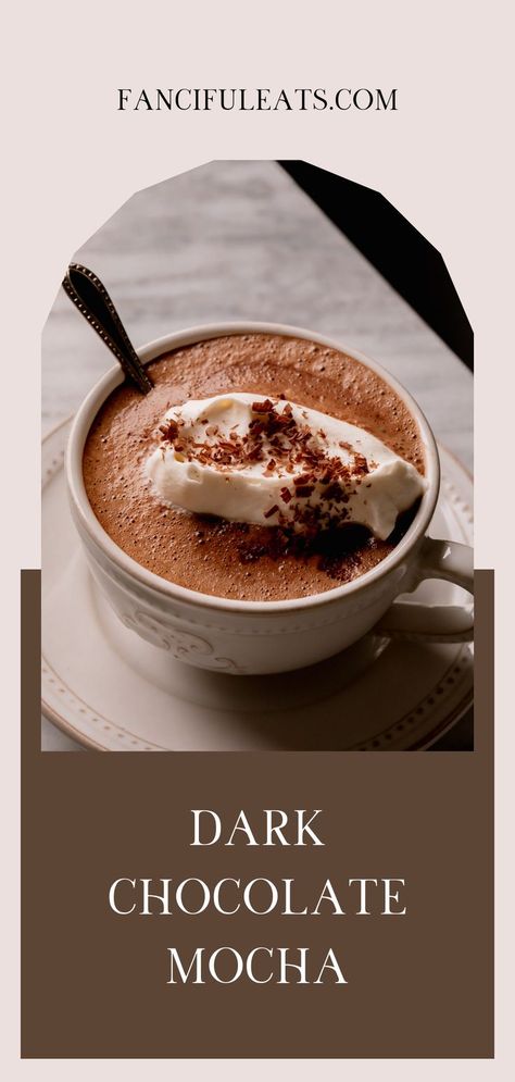 Dark Chocolate Mocha. Mocha With Cocoa Powder, Dark Chocolate Drink, Chocolate Expresso, Dark Chocolate Mocha, Mocha Recipes, Dark Chocolate Recipes, Healthy Dark Chocolate, Mocha Recipe, Mocha Chocolate