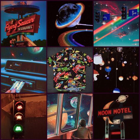 80s Color Scheme, Alien Moodboard, 80s Moodboard, Retro Moodboard, Space Moodboard, Moodboards Aesthetic, Adopt Idea, Mood Board Inspiration, Mood Board Design