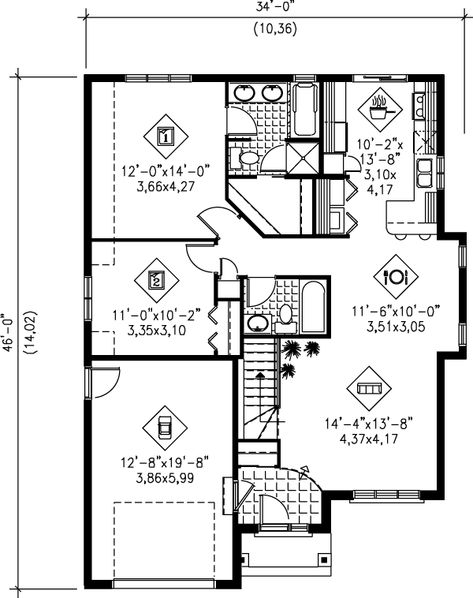 Plan #25-126 - Houseplans.com 1100 Sq Ft House Plans, 800 Sq Ft House, Ranch Plans, Cottage Plans, 2 Bedroom House Plans, Free House Plans, House Plans 3 Bedroom, Southern House Plans, Garage House Plans