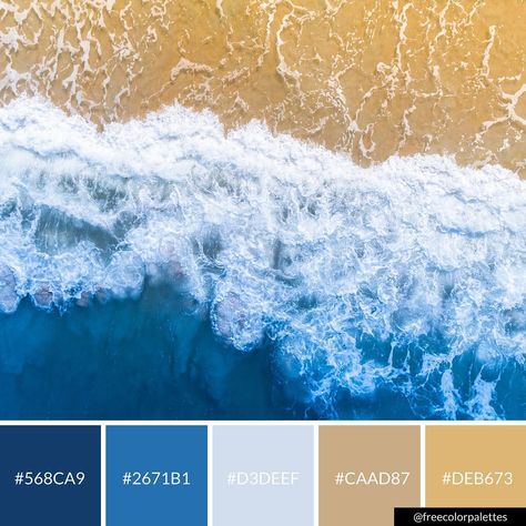 Beach | Ocean | Blue |Color Palette Inspiration. | Digital Art Palette And Brand Color Palette. Beach Color, Beach Bedroom, Ocean Colors, Brand Color Palette, Bedroom Color Schemes, Blue Color Schemes, Blue Colour Palette, Blue Beach, Colour Board