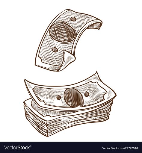 Stack Of Cash Drawing, Money Drawing Aesthetic, Accounting Drawing, Currency Drawing, Money Drawing Sketches, Money Drawing Easy, Money Illustration Art, Japanese Yen Money, Money Sketch