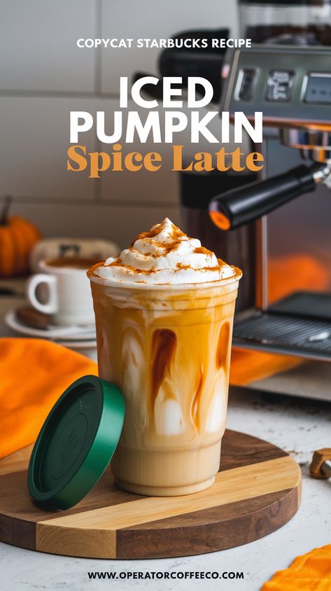 🍂 Savor fall flavors year-round with this Iced PSL drink! Smooth espresso, pumpkin spice, and creamy milk topped with whipped cream. Easy to make and perfect for autumn vibes or any season. 🎃 Starbucks Iced Coffee Drinks, Starbucks Flavors, Iced Pumpkin Spice Latte, Drinks To Try, Pumpkin Spiced Latte Recipe, Iced Coffee Drinks, Copycat Starbucks Recipes, Starbucks Copycat, Starbucks Iced Coffee