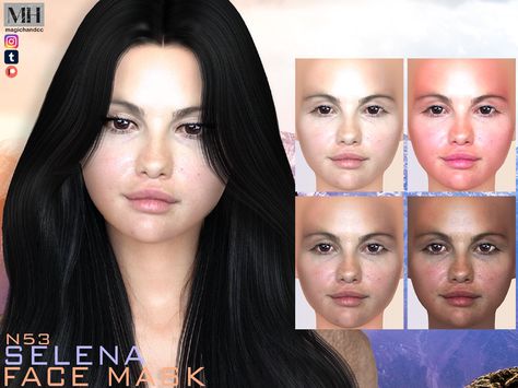 Sims 4 Latina, Sims 4 Face Mask, Celebrity Face Mask, Skin Overlay, Latina Baddie, Body Details, Skin Face Mask, Selena Gomez Outfits, Skin Details