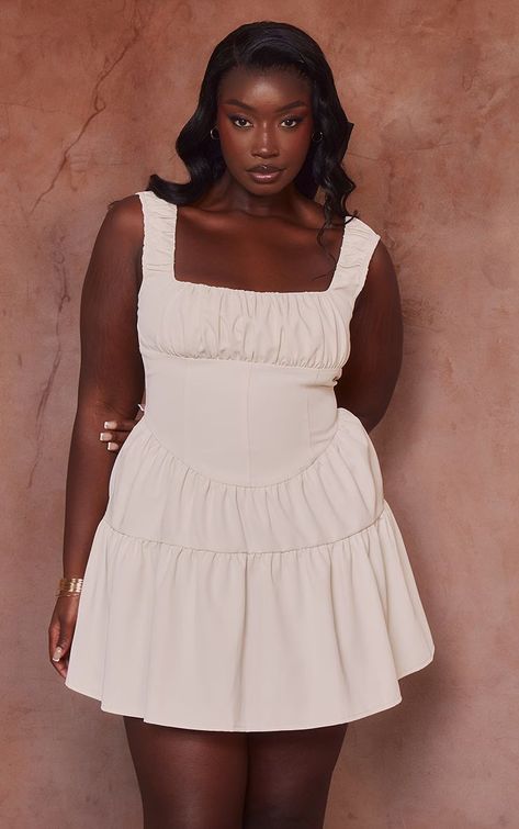 Urban Outfitters Corset Dress, Corset Midi Dress Plus Size, Cream Feminine Fitted Corset Dress, Spring Beige Dress By Urban Outfitters, White Hen Party Dress, Summer Coquette Overbust Corset Dress, Plus Size Corset Dress, Black Women Dress, Plus Size Corset