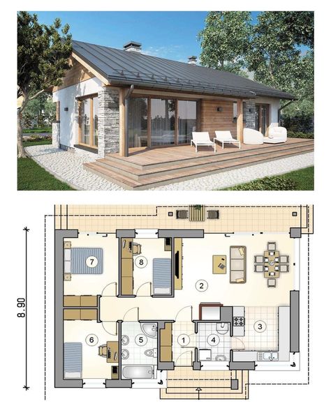 Gable Roof House, Gable Roof Design, Small House Blueprints, Bedroom Barndominium, Barndominium Ideas Floor Plans, Architectural Design House Plans, Farmhouse Barndominium, Tiny House Floor Plans, Model House Plan