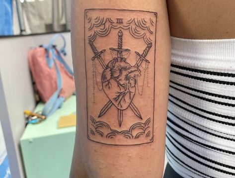 3 Of Swords Tattoo Traditional, Swords Tattoos, 3 Of Swords Tattoo, Three Of Swords Tattoo, 3 Of Swords, Swords Tattoo, New Tattoo Styles, Three Of Swords, Spade Tattoo