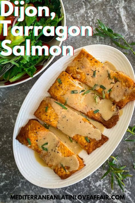 Tarragon Fish Recipes, Tarragon Salmon Recipes, Tarragon Salmon, Mustard Sauce For Salmon, Salmon With Dijon Mustard, Tarragon Recipes, Tarragon Sauce, Dijon Mustard Sauce, Side Dishes For Salmon