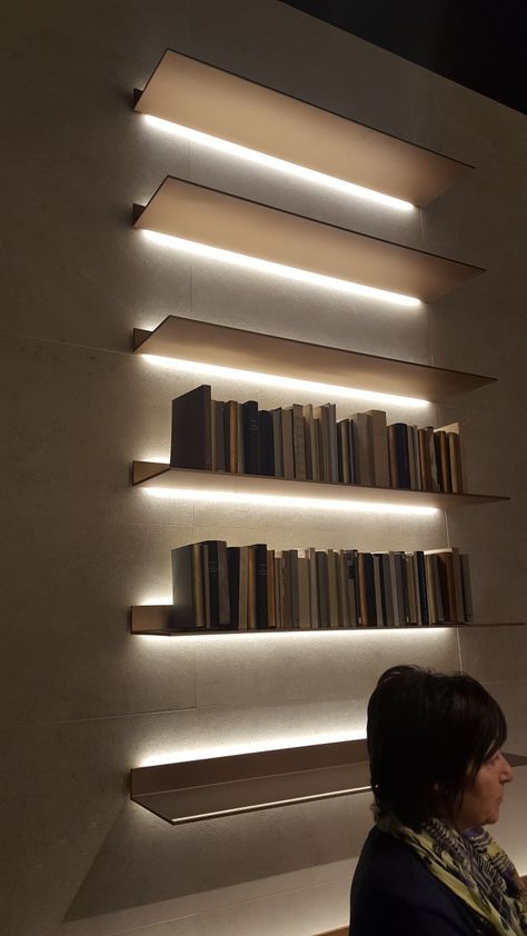 Shelf Illumination, Led Shelves, Led Shelf Lighting, Led Shelf, Shoe Store Design, Hidden Lighting, Bookshelves In Bedroom, Floating Bookshelves, Picture Shelves