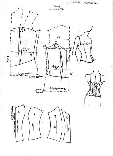 Pola Korset, Diy Corset, Sewing Coat, Clothing Pattern Design, Bra Sewing Pattern, Vest Sewing Pattern, Dress Patterns Diy, Sewing Collars, Corset Sewing Pattern