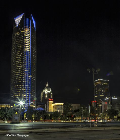 https://flic.kr/p/tPJxhQ | The Tower at Night | Shot of downtown Oklahoma City Devon Tower. Oklahoma City At Night, Downtown Okc, Downtown Oklahoma City, City At Night, Night Shot, Cities Of The World, Urban Aesthetic, Random Aesthetic, Night City