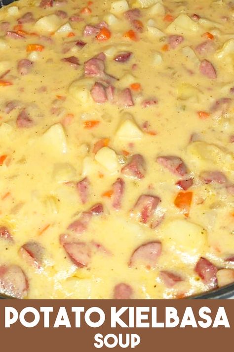 Potato Kielbasa Soup Polish Kielbasa Soup Recipes, Potato Soup Kielbasa, Potatoe And Kielbasa Soup Crockpot, Kiebalsa Soup, Kabasa Potatoe Soup, Potato Kielbasa Crockpot, Kielbasa Soup Recipes Crockpot, Cabbage Kielbasa Soup, Kielbasa And Potato Soup