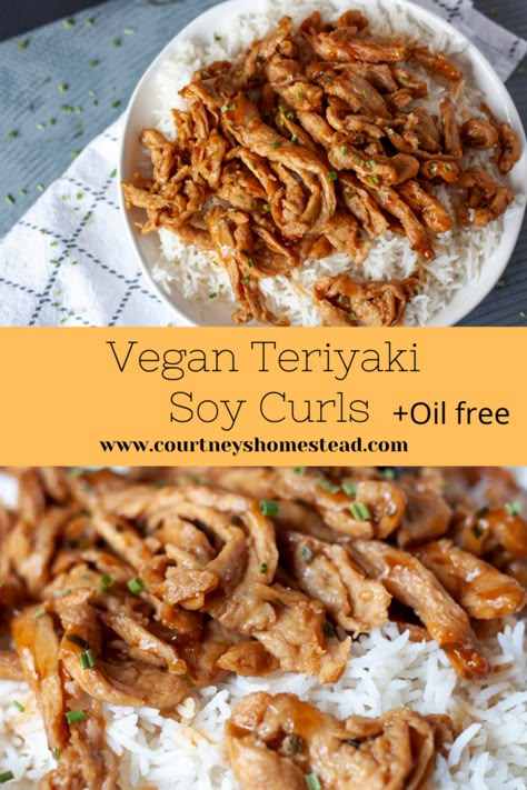 Vegan Teriyaki Sauce, Soy Curl Recipes, Quick Vegan Dinner, Vegan Teriyaki, Soy Curls Recipes, Teriyaki Sauce Recipe, Soy Curls, Tempeh Recipes, Soy Recipes