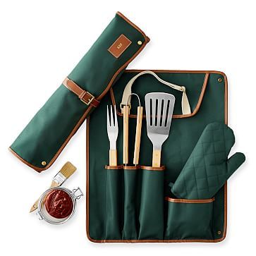 Barbecue Tool Set, Racing Green Bbq Tool Set, Bbq Gifts, Wood Utensils, Wine Bucket, Grill Set, Barbecue Party, Barbecue Tools, Mark And Graham, Bbq Party