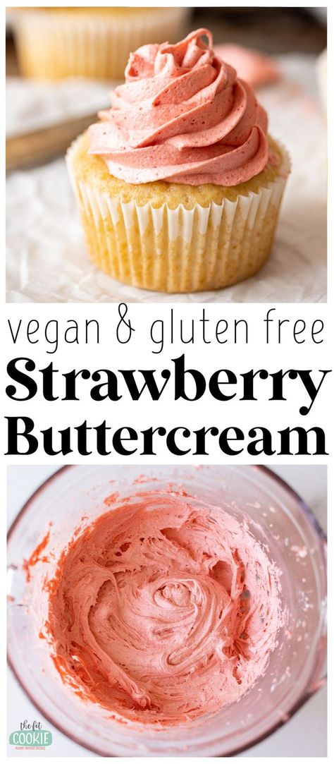 Add a pop of natural strawberry flavor to your cakes or cookies with our dairy free strawberry frosting! We include 2 recipe variations. Gluten Free Birthday Cake Recipe, Gluten Free Dairy Free Cake, Gluten Free Strawberry Cake, Cake Donuts Recipe, Dairy Free Frosting, Dairy Free Cake, Pink Food, Strawberry Frosting, Strawberry Cake Recipes