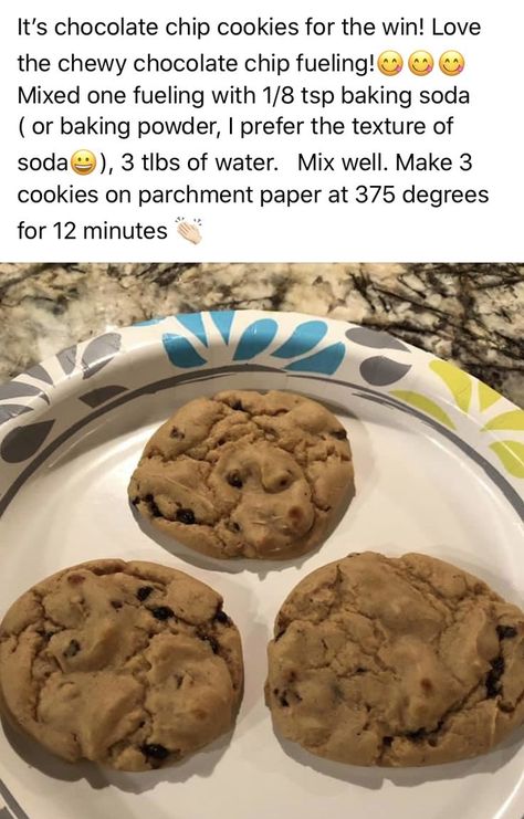 Baking Optavia Fuelings, Optavia Fueling Hacks Chocolate Chip Cookie, Optavia Chewy Chocolate Chip Cookie Hack, Optavia Cookie Hack, Optavia Cookies, Optavia Chocolate Chip Cookie Hacks, Optavia Dessert Hacks, Optivia Fueling Hacks, Optavia Chocolate Chip Cookie