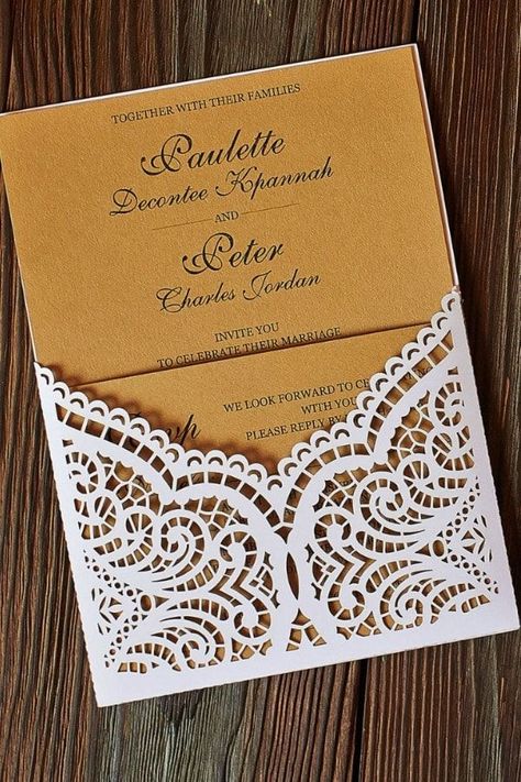 Lace Panel Pocket Invitation Template By BeautyCards Cricut Wedding Projects, Paper Floral Arrangements, Diy Wedding Decor Ideas, Diy Wedding Crafts, Wedding Favors Diy, Rolled Paper Flowers, Wedding Diy Projects, Diy Wedding Decor, Cricut Wedding