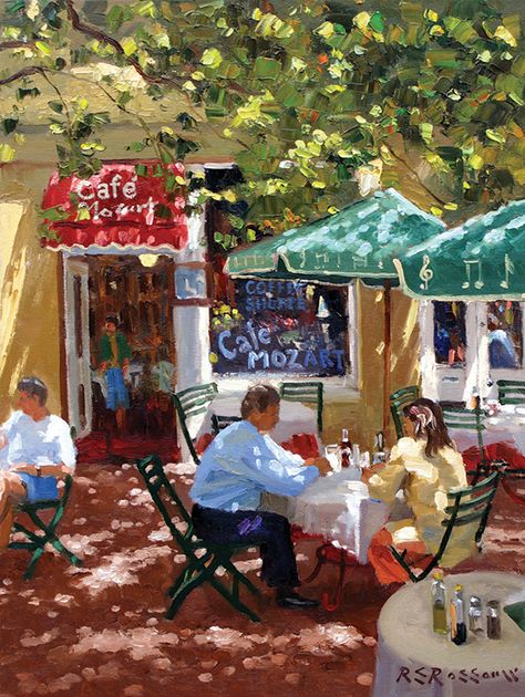 Roelof Rossouw "Cafe Mozart, Cape Town" Roelof Rossouw, Landscapes Architecture, South African Art, African Paintings, South African Artists, African Artists, Cape Town South Africa, Art Landscape, Old City